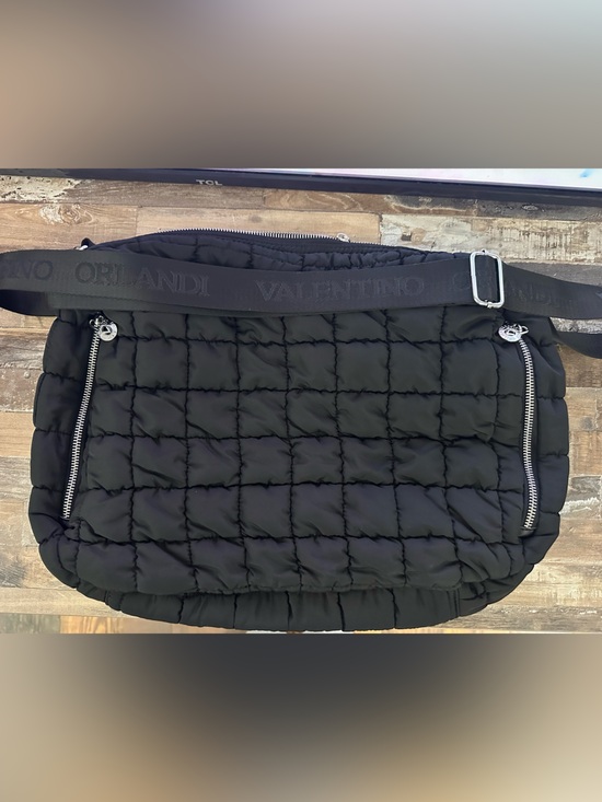 Valentino Orlandi Handbags - Valentino Orlandi Black Quilted Laptop Crossbody with Logo Strap